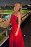 Vintage Satin Spaghetti Strap Mermaid High-slit Long Prom Dress Party Dress Evening Dress HZ1024