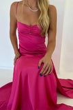 Vintage Satin Spaghetti Strap Mermaid High-slit Long Prom Dress Party Dress Evening Dress HZ1024