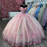 Gorgeous Pink Sweetheart Applique Beaded Sweet 16 Quinceanera A-Line Tulle Floor-length Prom Dress Birthday Dress Evening Dress Ball Gown HZ1024