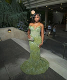 Gorgeous Green Beaded Prom Dress Long Sweetheart Evening Dress Mermaid Formal Dress HZ1024