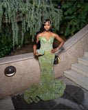 Gorgeous Green Beaded Prom Dress Long Sweetheart Evening Dress Mermaid Formal Dress HZ1024