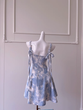 New Simple Blue Applique Spaghetti Strap A-line Short Homecoming Dresses HZ1024