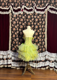 Vintage Green 3D Flowers Strapless Sweetheart A-line Tulle Short Homecoming Dresses HZ1024