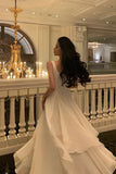 Vintage White Chiffon Long Prom Dress A-Line Ruffle Formal Dress HZ1024