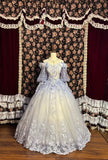 Vintage Ombre Off-the-shoulder Applique Beaded Sweet 16 Quinceanera A-Line Evening Dress Ball Gown HZ1024