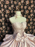 Vintage Light Pink Sweetheart Satin Sweet 16 Quinceanera A-Line Princess Evening Dress Ball Gown HZ1024