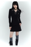New Fashion Design Sense Short Black Long-sleeved Dress HZ1024