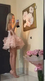 Vintage Pink Sweetheart Tulle A-line Strapless Homecoming Dress HZ1024