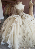 Elegant Shiny Sweetheart Beaded Applique Sweet 16 Quinceanera A-Line Prom Dress Birthday Dress Evening Dress Ball Gown HZ1024