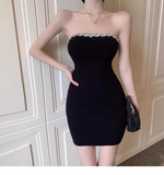 Vintage Black Beading Strapless Tight Homecoming Dress HZ1024