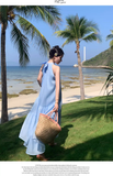 Simple Elegant Blue Design Beach Holiday Halter Dress HZ1024