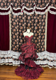 Gorgeous Burgundy Sweetheart Rose Applique Strapless Floor-length/Short Prom Dress Birthday Dress Evening Dress HZ1024