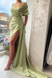GLAMOROUS PORTRAIT A LINE EVENING PARTY GOWNS WITH RUFFLES LONG HZ1024