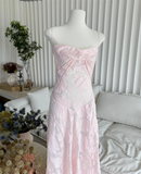 Sweet Pink Appliques Spaghetti Strap Design A-line Women Dress HZ1024