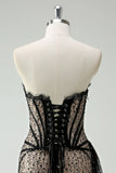 Stylish Sequined Black Lace Corset Design A-line Strapless Homecoming Dress HZ1024