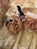 Vintage Pink Lace Strapless Tiered Sweet 16 Quinceanera A-Line Evening Dress Ball Gown HZ1024