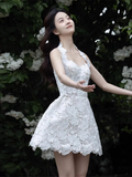 Retro White Appliqued Sleeveless Design A-line Party Dress Homecoming Dresses HZ1024