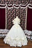 Retro Beige Off-the-shoulder A-Line Satin Quinceanera Dresses Evening Ball Gowns HZ1024