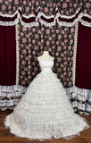 Beautiful Ivory Tulle Lace Strapless Appliques Sweet 16th Quinceanera A-Line Floor-length Tiered Evening Dress Prom Dress Ball Gown HZ1024