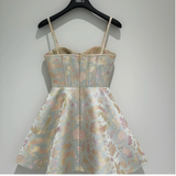 Cute Floral Sweetheart Spaghetti Strap Design Satin Party Dress Homecoming Dress HZ1024