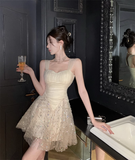 Vintage Sweetheart Sequin Design A-line Tulle Homecoming Dress HZ1024
