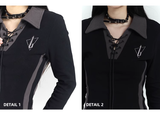 New Fashion Design Sense Short Black Long-sleeved Dress HZ1024