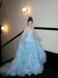 Gorgeous Shiny Light Blue Strapless Design A-Line Tulle Wedding Dress Prom Dress Evening Dress HZ1024
