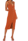 Vintage Orange Single-button V-neck Design A-line Spaghetti Strap Party Dress HZ1024