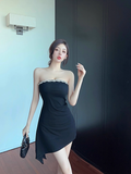 Vintage Black Sequin Design A-line Sleeveless Strapless Homecoming Dress HZ1024