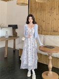 New Fashion Elegant Floral Chiffon Spaghetti Strap Dress HZ1024