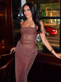 Simple Dark Khaki Halter Dress Design A-line Tulle Women Prom Dress HZ1024