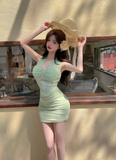 New Style Light Green Appliqued Tight Design A-line Halter Homecoming Dress HZ1024