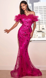 Vintage Beaded Mermaid Prom Dress Off-the-shoulder Evening Dress Long Formal Dress HZ1024