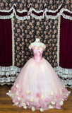 Elegant 3D Flowers Off-the-shoulder Sweet 16 Quinceanera Strapless A-Line Floor-length Prom Dress Evening Dress Ball Gown HZ1024
