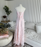 Sweet Pink Appliques Spaghetti Strap Design A-line Women Dress HZ1024