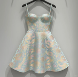 Cute Floral Sweetheart Spaghetti Strap Design Satin Party Dress Homecoming Dress HZ1024