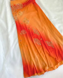 Vintage Orange Ombre Sweetheart A-Line Two Pieces Prom Dress Beaded Chiffon Spaghetti Strap Formal Dress HZ1024