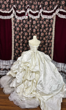 Gorgeous Ivory Satin Tulle Sweetheart Strapless Beaded Pleated Sweet 16th Quinceanera A-Line Floor-length Evening Dress Prom Dress Ball Gown HZ1024