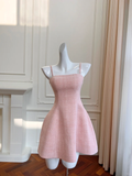New Simple Pink Spaghetti Strap A-line Short Homecoming Dresses HZ1024