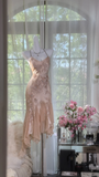 Vintage Champagne Sparkling Beaded Spaghetti Strap Romantic Chiffon Evening Dress Prom Dresses HZ1024
