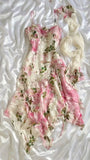 Vintage Floral Sheath Spaghetti Strap Homecoming Dress Party Dress Cocktail Dress HZ1024