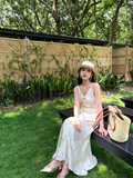 Retro Fashion Floral Design Beach Holiday A-line Spaghetti Strap Dress HZ1024