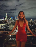 Sexy Burgundy Satin Short Sheath Party Dress Cocktail Dress Homecoming Dress HZ1024