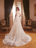 Gorgeous Ivory Lace Applique Off-the-shoulder A-Line Wedding Dress Prom Dress Evening Dress HZ1024