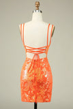 Gorgeous Sequined Appliqued Design A-line Spaghetti Strap Homecoming Dress HZ1024
