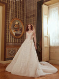 Gorgeous Ivory Sweetheart Applique Straps A-Line Wedding Dress Prom Dress Evening Dress HZ1024