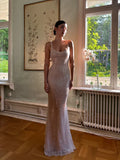 Elegant Pink Glittering Sequin Mermaid Spaghetti Strap Prom Dress Party Dress Evening Dress HZ1024