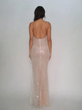 Elegant Pink Glittering Sequin Mermaid Spaghetti Strap Prom Dress Party Dress Evening Dress HZ1024