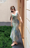 New Stylish Floral Design Elegant Casual Spaghetti Strap Dress HZ1024