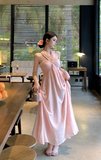 New Fashion Pearl Sequined Design A-line Sleeveless Beach Holiday Halter Dress HZ1024